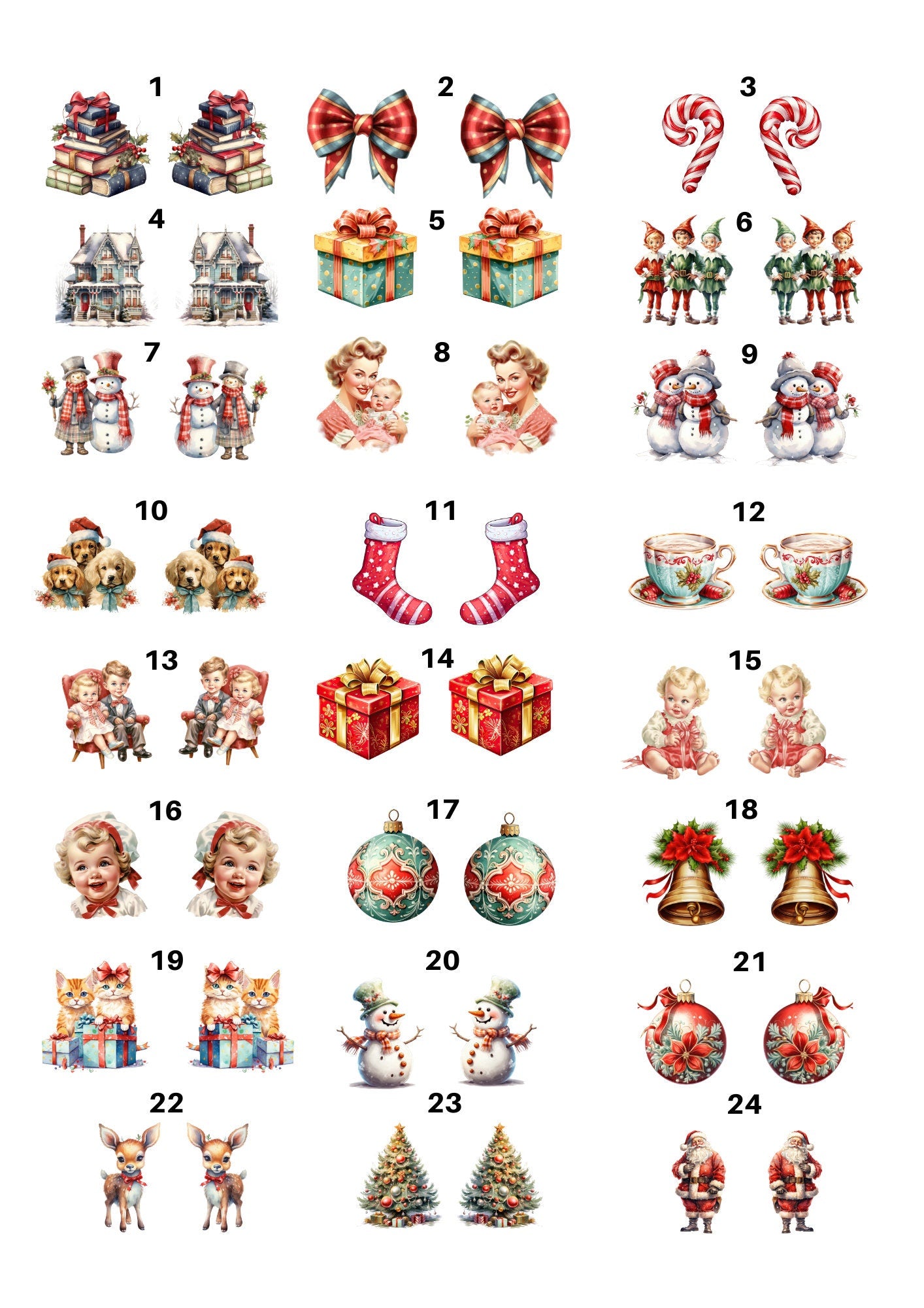 Decals, Christmas Ceramic decals - Enamel Decal - Fusible Decal - Glass Fusing Decal ~ Waterslide Decal 11102