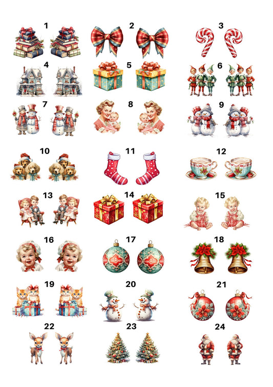 Decals, Christmas Ceramic decals - Enamel Decal - Fusible Decal - Glass Fusing Decal ~ Waterslide Decal 11102