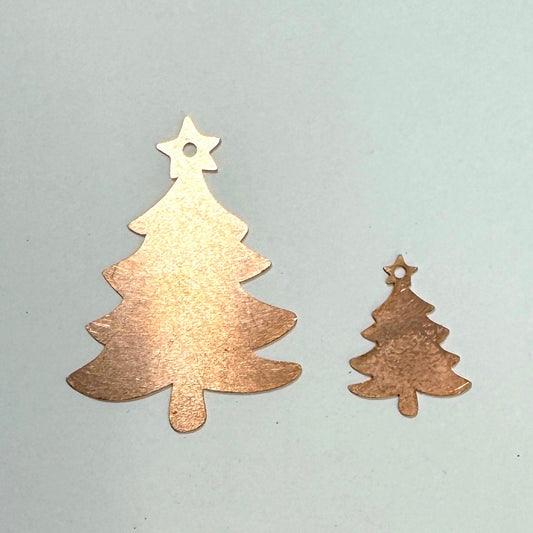 Christmas Copper Blanks - 75# Christmas tree copper blank, stamped enamel, solid copper, stamping blank, personalized, raw copper