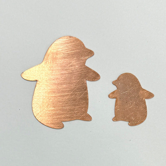 Copper Blanks - 677# Penguin copper blank , stamped solid copper, round stamping blank, personalized copper blank, raw copper