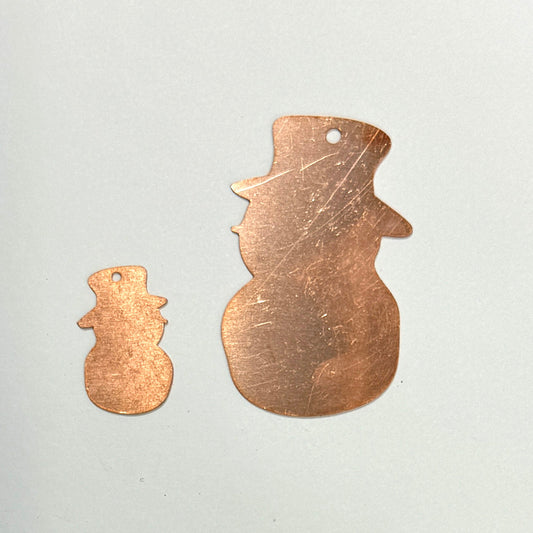 Solid Copper Snowman Blank #78, Stamped Enamel Disc, Customizable Stamping Blank, Copper Metal Stamping