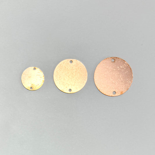 Copper Blanks - 37h# Round with 2 holes copper blank - 24 Gauge, Solid