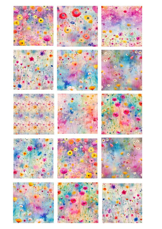 Decals, Flowers Ceramic decals - Enamel Decal - Fusible Decal - Glass Fusing Decal ~ Waterslide Decal - 40051