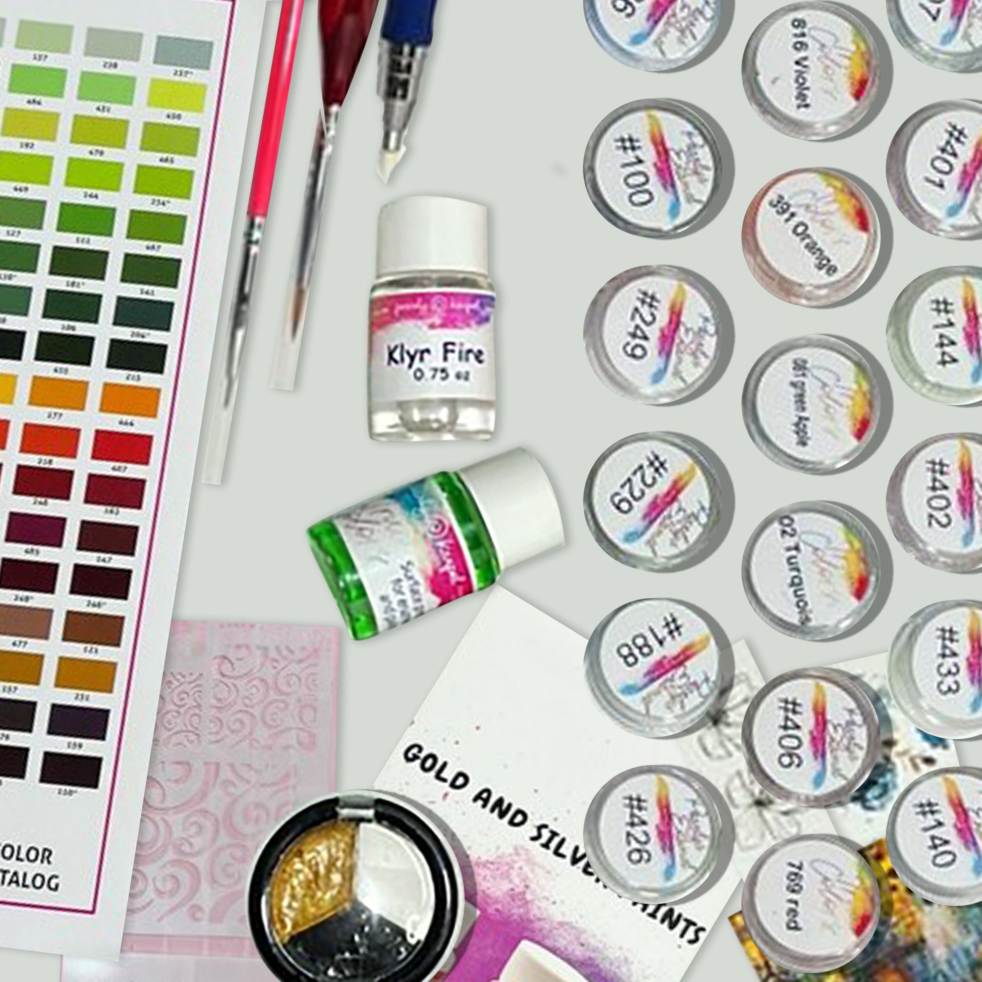 the contents of a craft kit including paint, glue, and other crafting supplies