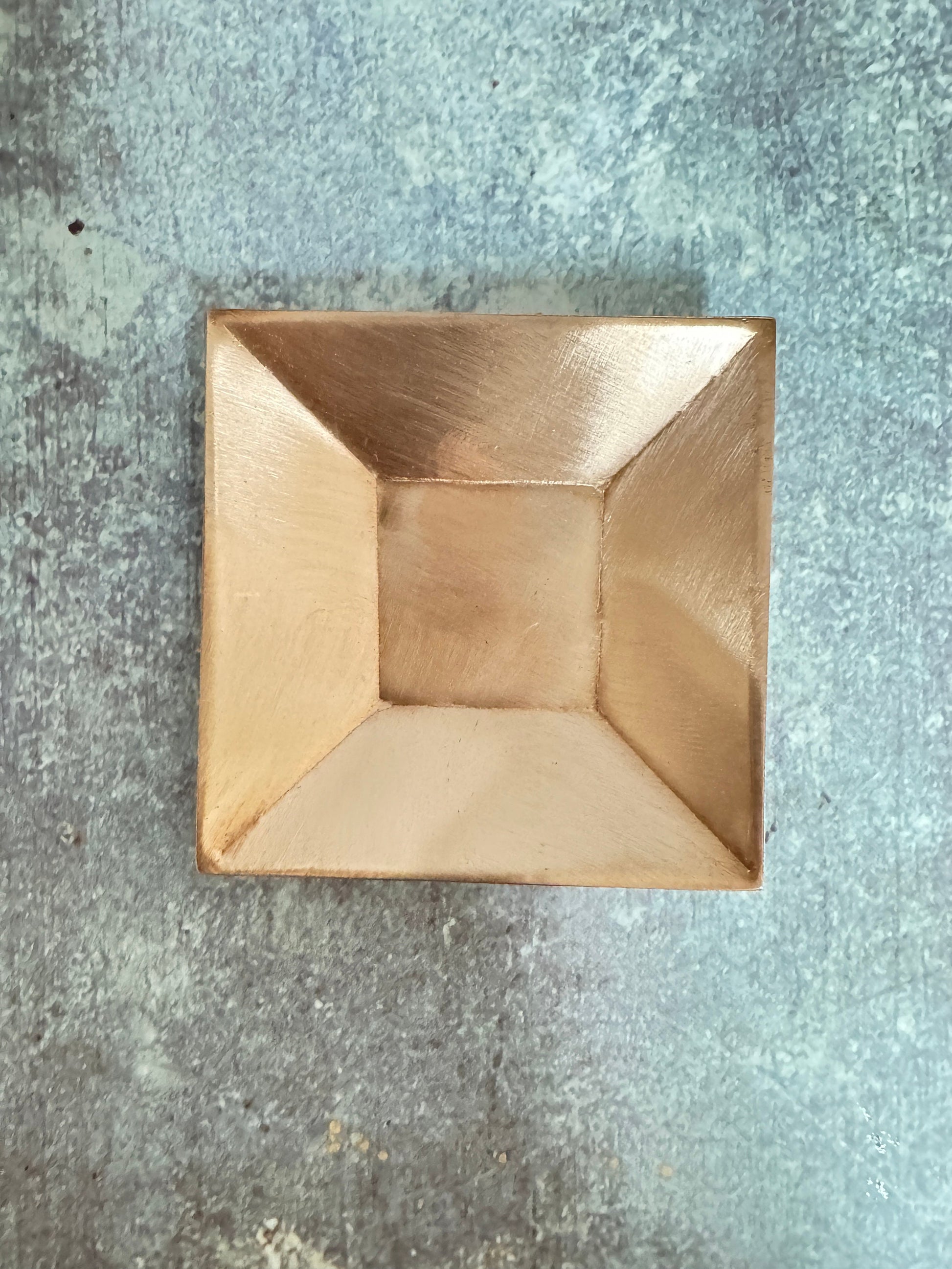 Copper Solid Square Bowl #2- Raw Copper, Size 76mm diameter\3&quot; 20ga - 0.6mm height 1.5&quot;