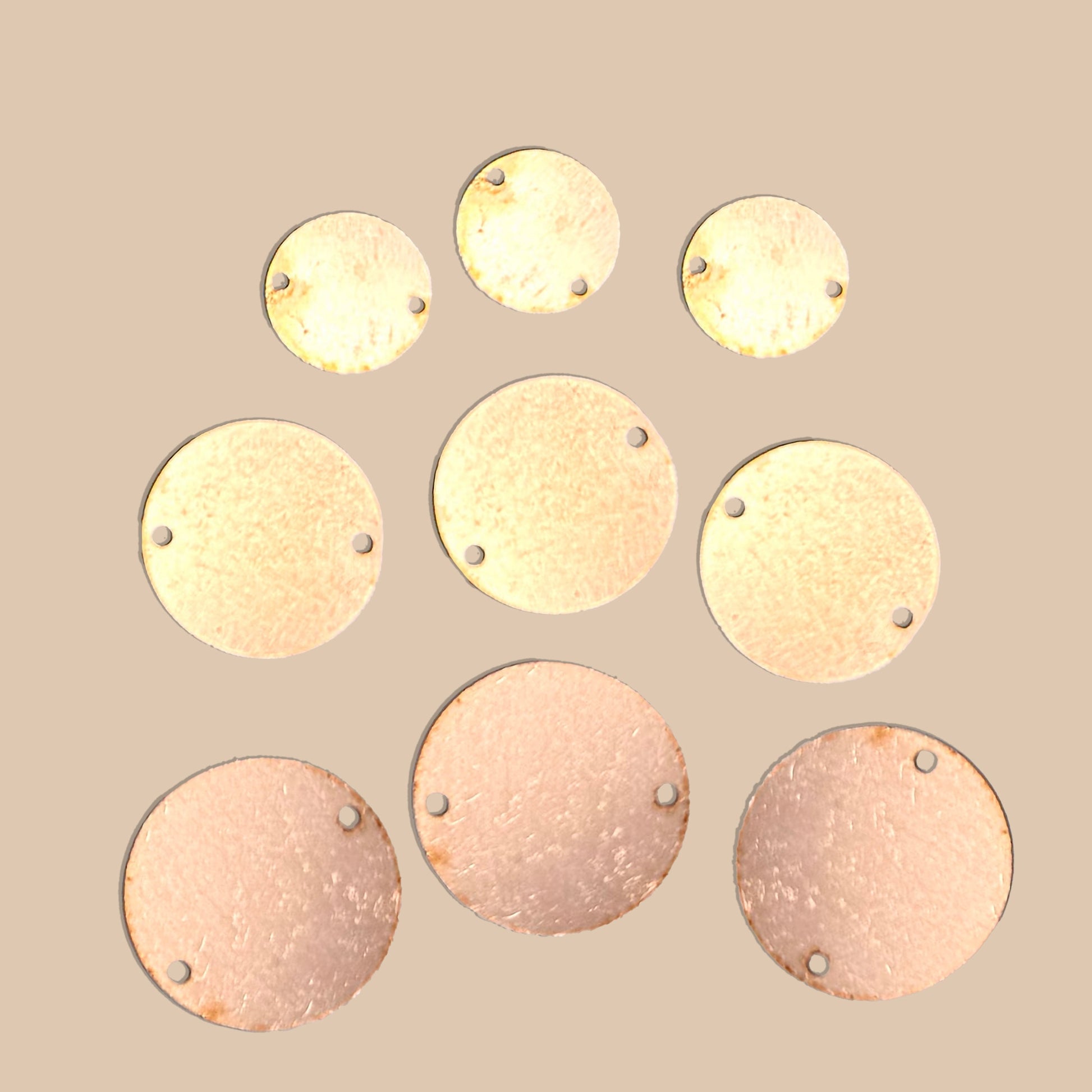 Copper Blanks - 37h# Round with 2 holes copper blank - 24 Gauge, Solid