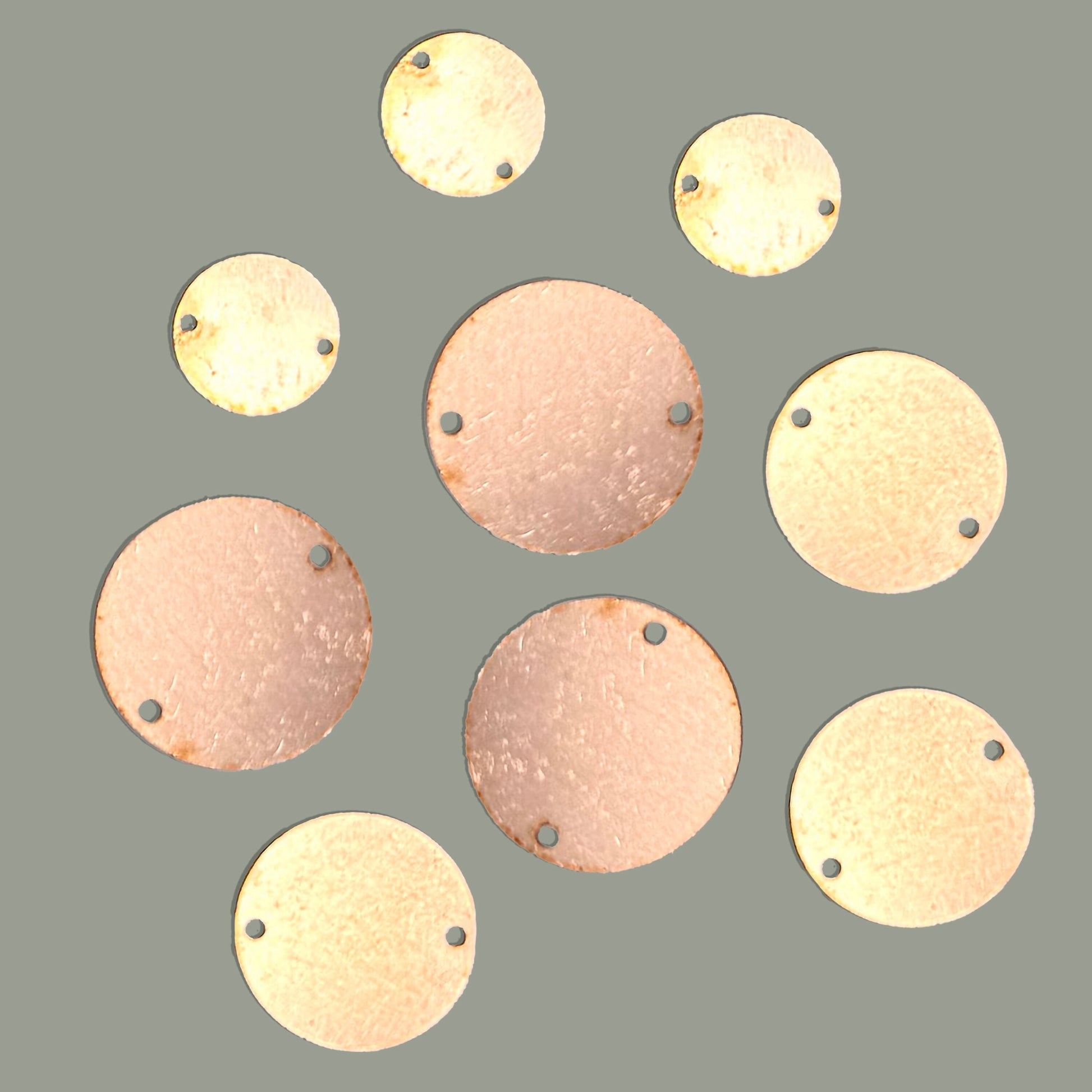 Copper Blanks - 37h# Round with 2 holes copper blank - 24 Gauge, Solid