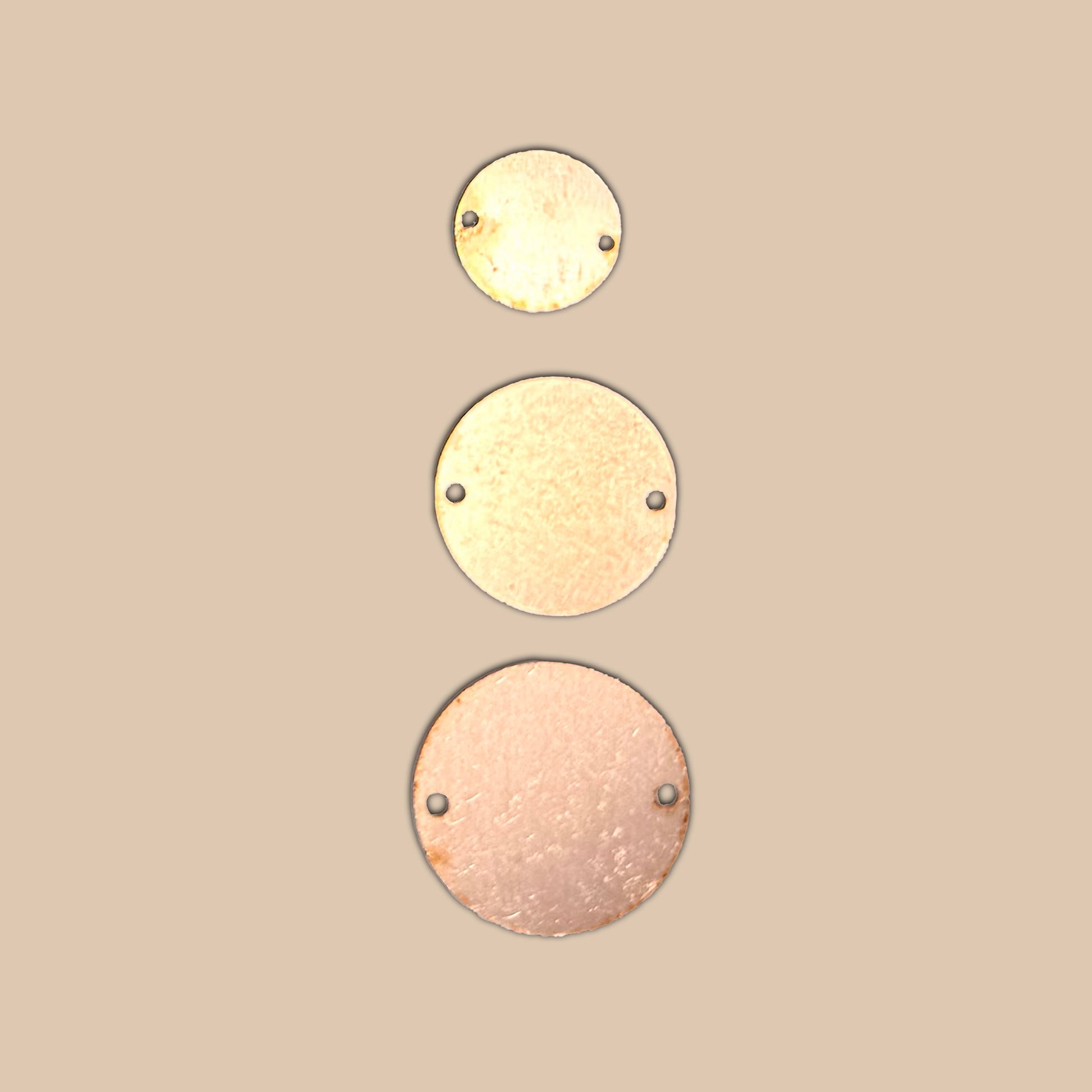 Copper Blanks - 37h# Round with 2 holes copper blank - 24 Gauge, Solid