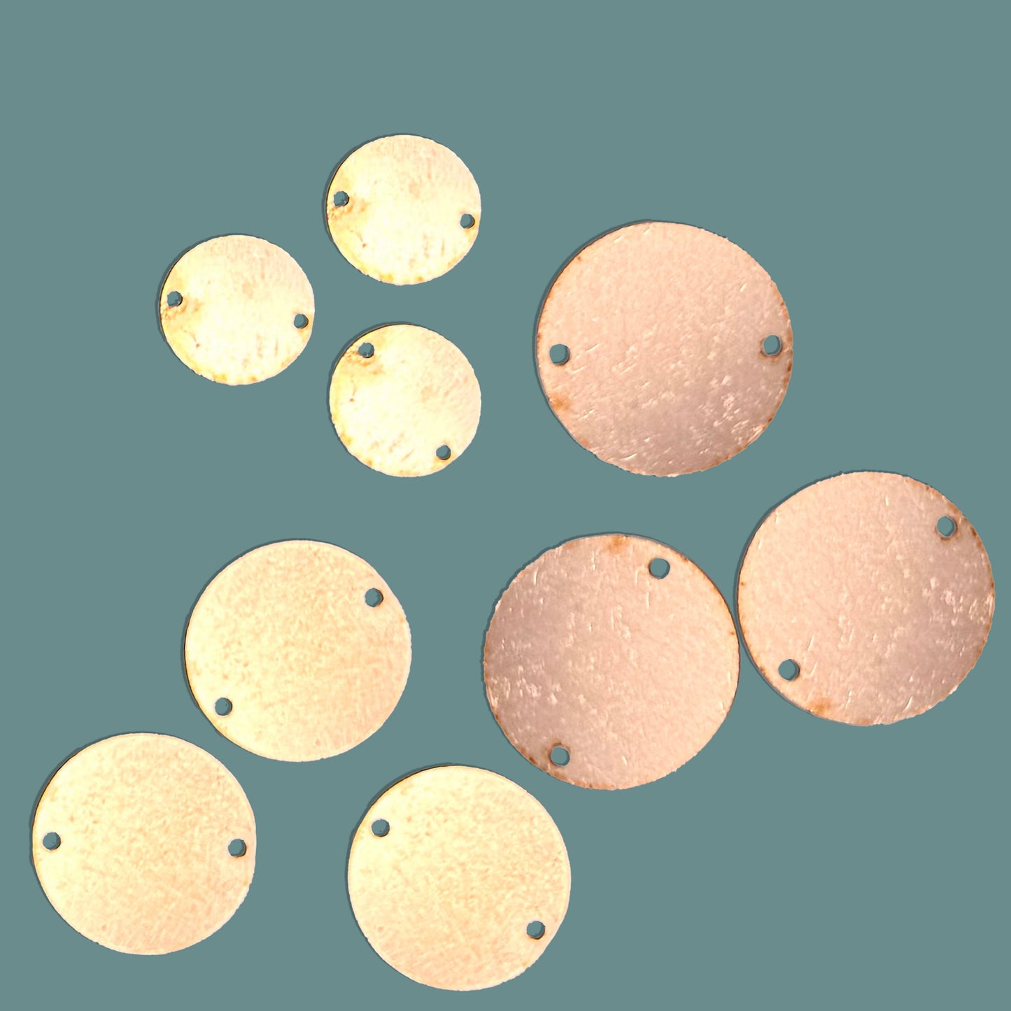 Copper Blanks - 37h# Round with 2 holes copper blank - 24 Gauge, Solid