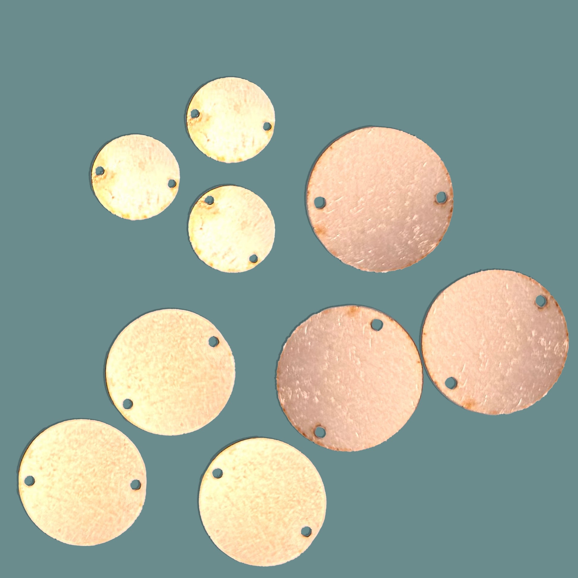 Copper Blanks - 37h# Round with 2 holes copper blank - 24 Gauge, Solid