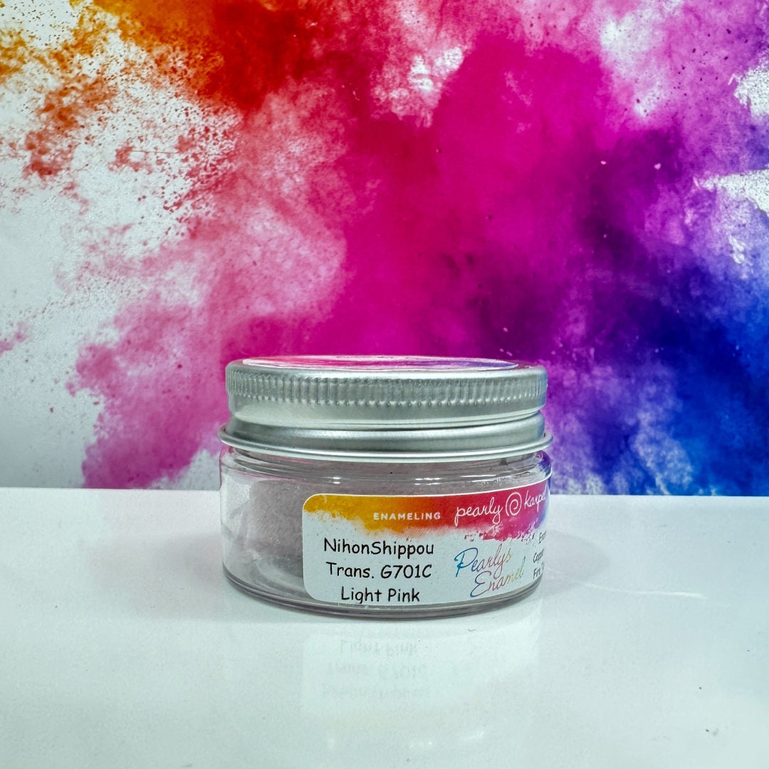 Enamel Powder NihonShippou Transparent G701C Light Pink 1oz, Torch Kiln Cloisonné Wet Packing 28gr