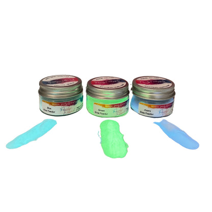 Green Blue Azore Glow Powders, 28g - 1 oz, Luminescent Pigments, DIY Projects, Resin Jewelry Making