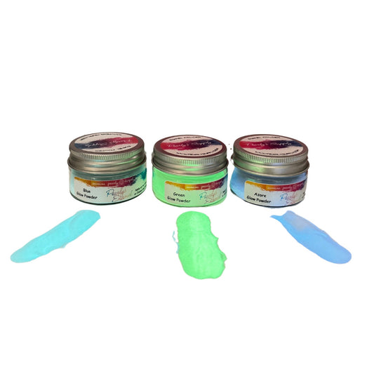 Green Blue Azore Glow Powders, 28g - 1 oz, Luminescent Pigments, DIY Projects, Resin Jewelry Making