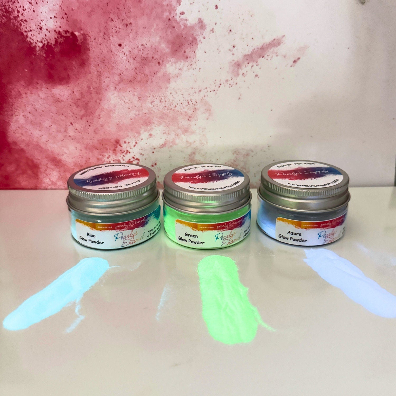 Green Blue Azore Glow Powders, 28g - 1 oz, Luminescent Pigments, DIY Projects, Resin Jewelry Making