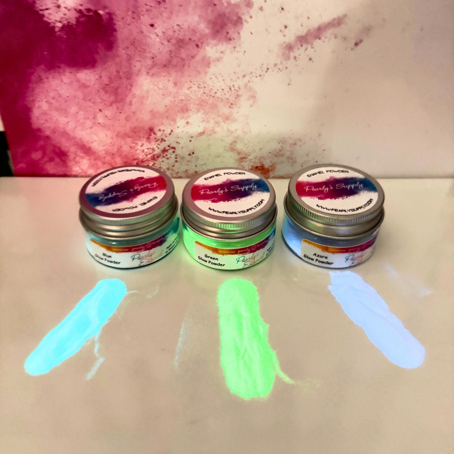 Green Blue Azore Glow Powders, 28g - 1 oz, Luminescent Pigments, DIY Projects, Resin Jewelry Making