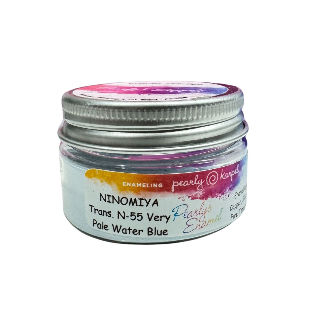 Transparent NINOMIYA Enamel Powder N-55, Pale Water Blue, 1oz, Torch/Kiln/Cloisonné, Wet Packing