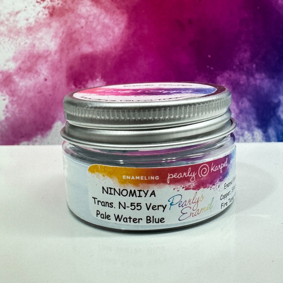 Transparent NINOMIYA Enamel Powder N-55, Pale Water Blue, 1oz, Torch/Kiln/Cloisonné, Wet Packing
