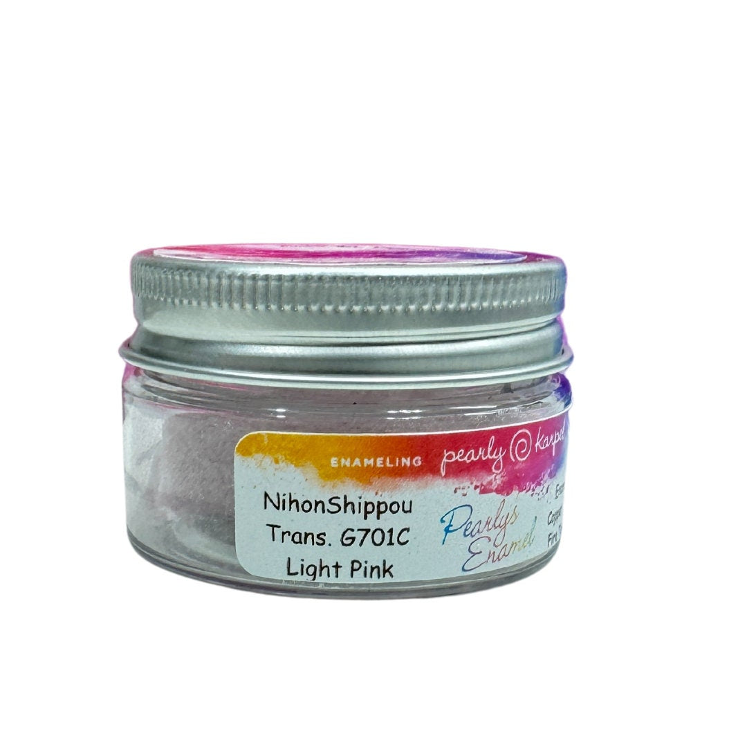 Enamel Powder NihonShippou Transparent G701C Light Pink 1oz, Torch Kiln Cloisonné Wet Packing 28gr