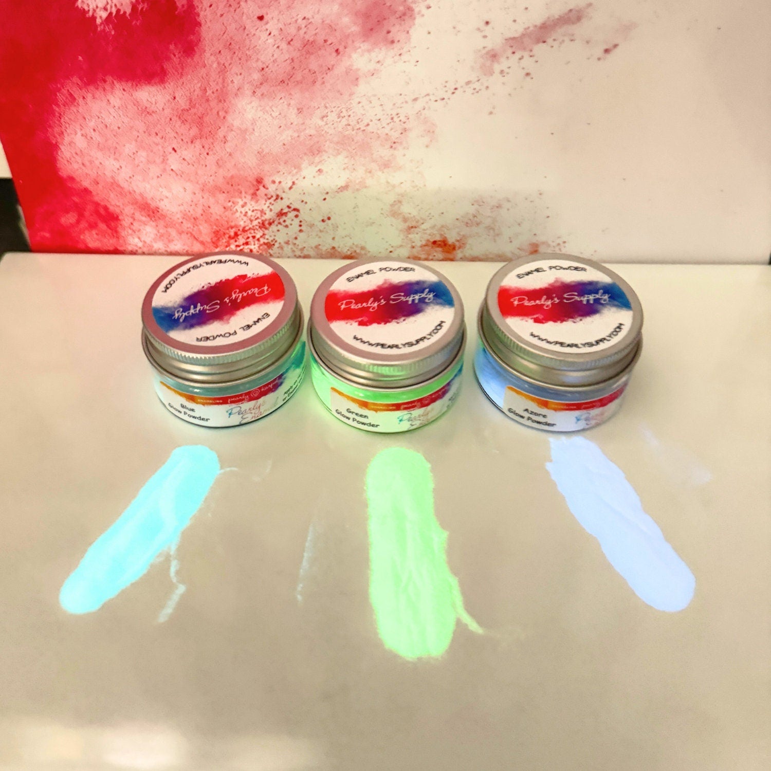 Green Blue Azore Glow Powders, 28g - 1 oz, Luminescent Pigments, DIY Projects, Resin Jewelry Making