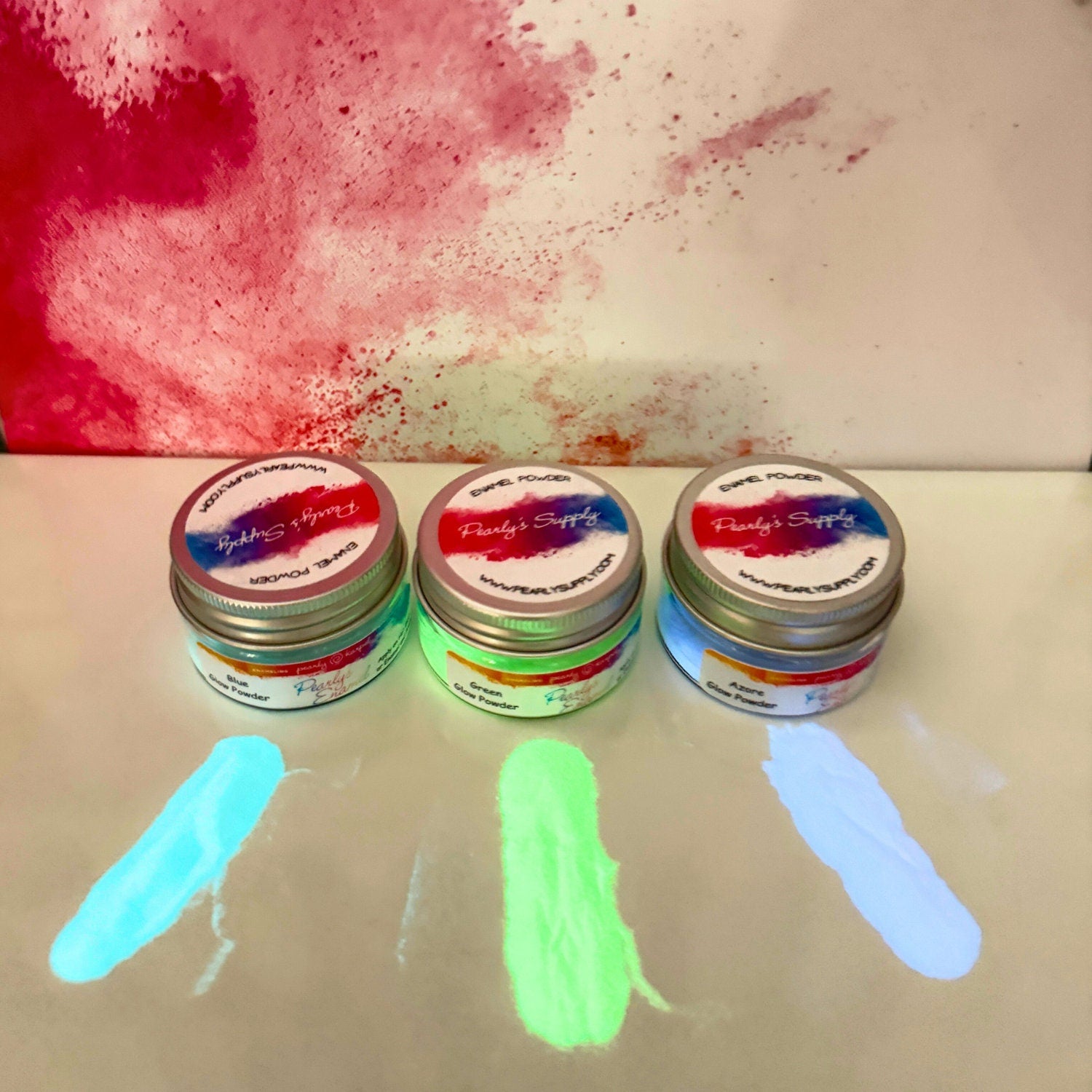 Green Blue Azore Glow Powders, 28g - 1 oz, Luminescent Pigments, DIY Projects, Resin Jewelry Making