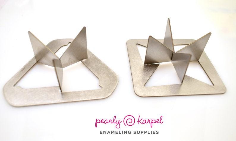 3 or 4 Point V-Shaped Raised Sections, Stainless Steel Kiln Firing Stilt for Enameling, Enamel Work, 4-Prong Trivet, Torch Firing Supply