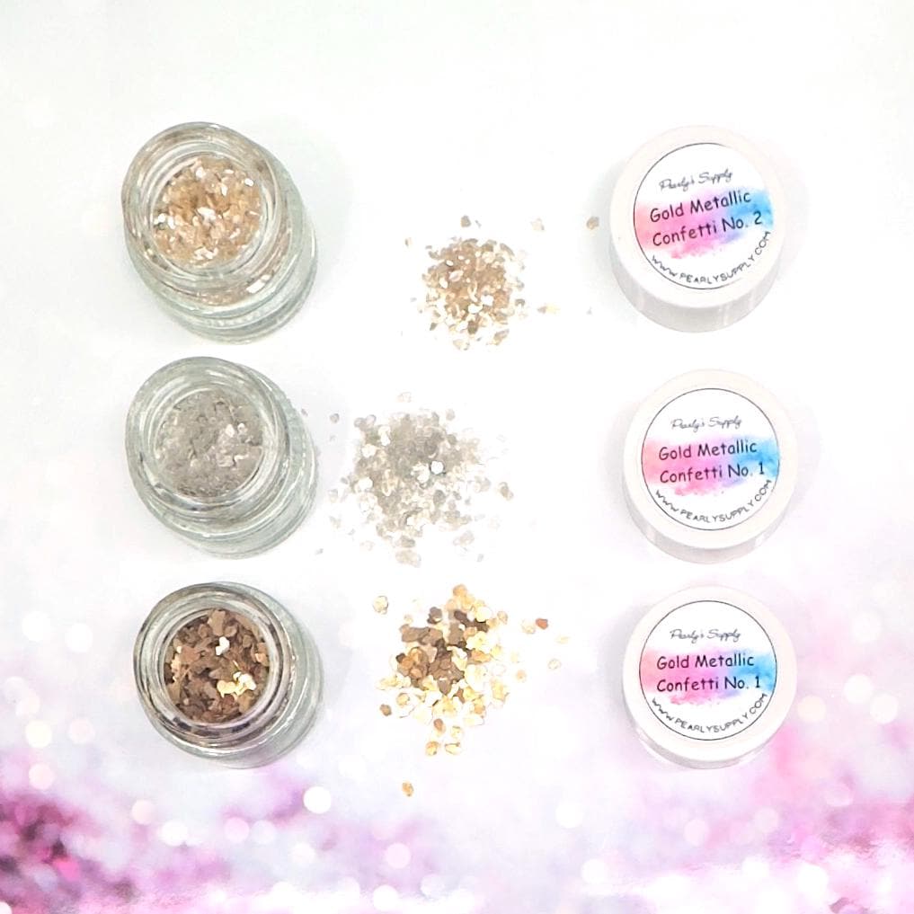 Gold and Silver Metallic Confetti for Enamel, Resin, and Jewelry Making – Sparkling Gold Flakes for Kiln and Torch Firing
