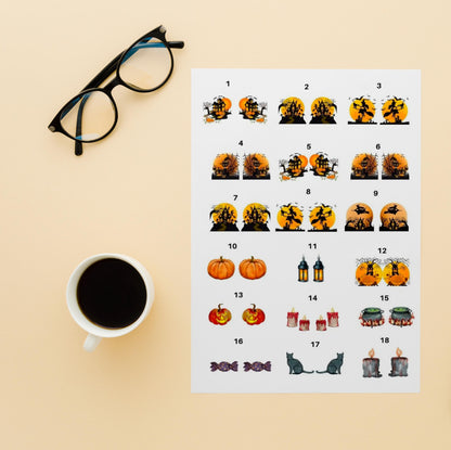 Decals, Halloween - Ceramic decals - Enamel Decal - Fusible Decal - Glass Fusing Decal ~ Waterslide Decal 6004