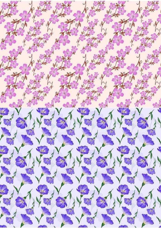 Pink and Purple Flowers, Enamel Decals for Ceramics, Glass Fusing, and Metal Works, Waterslide Decal, 1008