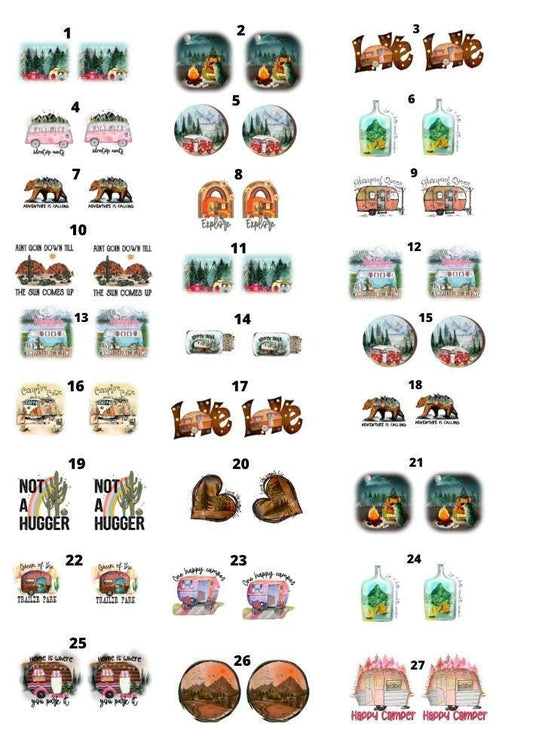 Decals, Camping - Ceramic decals - Enamel Decal - Fusible Decal - Glass Fusing Decal ~ Waterslide Decal 4019