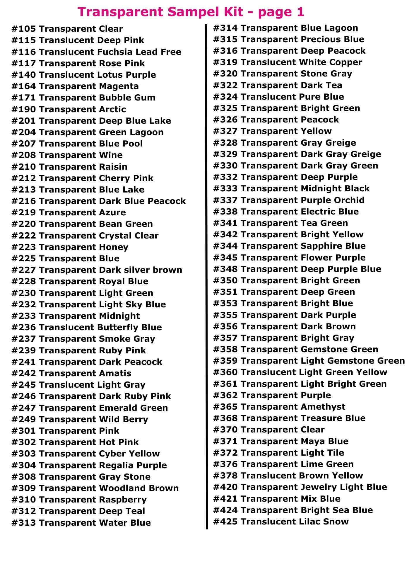 100 Pearly's Enamel Powder Samples Transparent Kit (jars of 6gr.) Great for torch/kiln/Cloisonné and Wet Packing Enameling