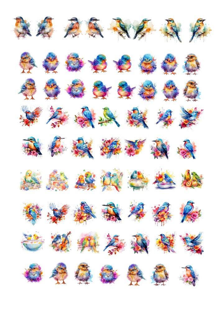Decals, Birds Ceramic decals - Enamel Decal - Fusible Decal - Glass Fusing Decal ~ Waterslide Decal - 30133