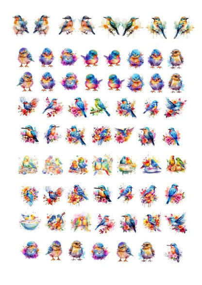 Decals, Birds Ceramic decals - Enamel Decal - Fusible Decal - Glass Fusing Decal ~ Waterslide Decal - 30133