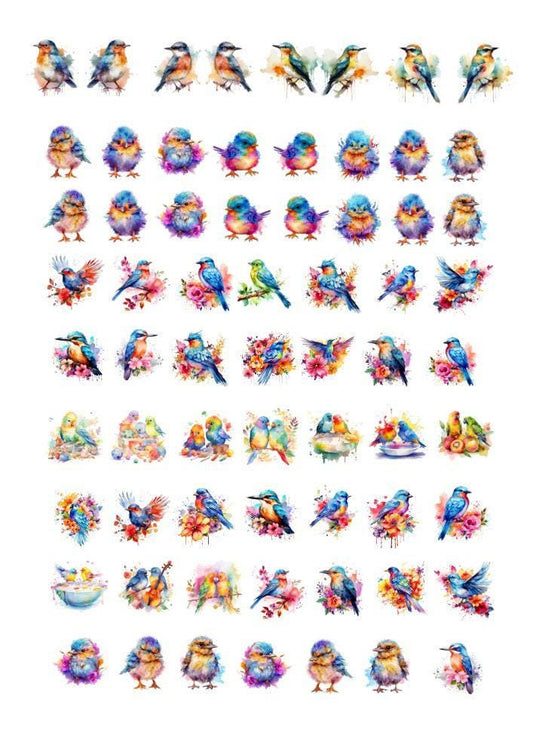 Decals, Birds Ceramic decals - Enamel Decal - Fusible Decal - Glass Fusing Decal ~ Waterslide Decal - 30133