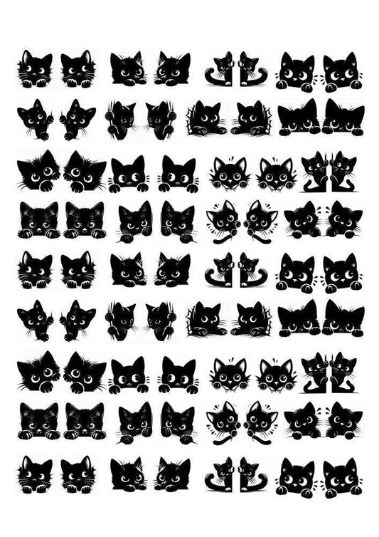 Decals, Cat Ceramic decals - Enamel Decal - Fusible Decal - Glass Fusing Decal ~ Waterslide Decal 30100