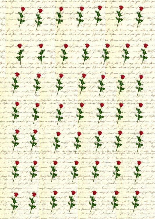 Rose and Love Letter Ceramic Enamel Glass Fusible Decals, Full Sheet Image Transfer Waterslide Decal, 1016