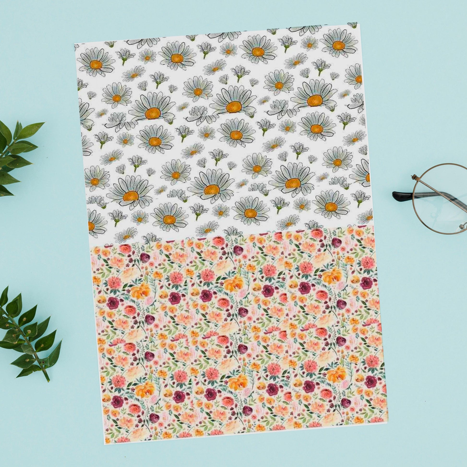 Daisy and Botanical Flowers, Decals for Glass, Ceramic, & Enamel, Waterslide Fusible Decals, 1009