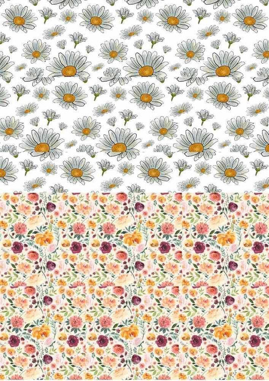 Daisy and Botanical Flowers, Decals for Glass, Ceramic, & Enamel, Waterslide Fusible Decals, 1009