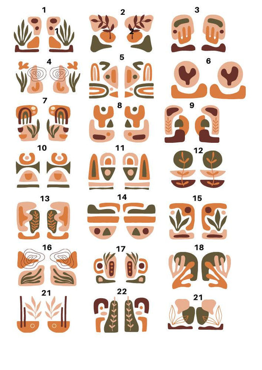 Boho Nature Geometric, Enamel, Fusible, Glass Fusing Decals, Waterslide Decal for Ceramic and Glass - 4013