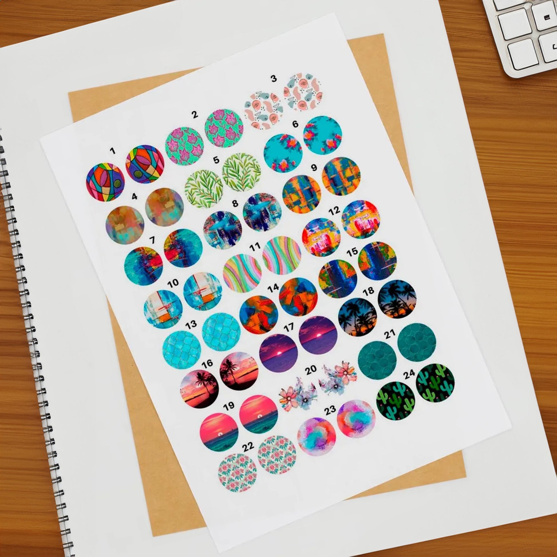 Abstract and Nature Circle Enamel Decals, Round Waterslide and Glass Fusible Decals, Decals for Enameling & Ceramic 1018