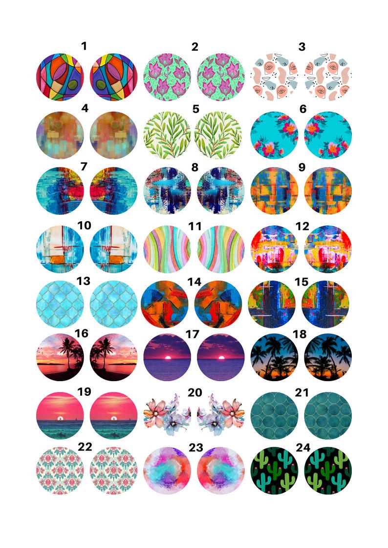 Abstract and Nature Circle Enamel Decals, Round Waterslide and Glass Fusible Decals, Decals for Enameling & Ceramic 1018