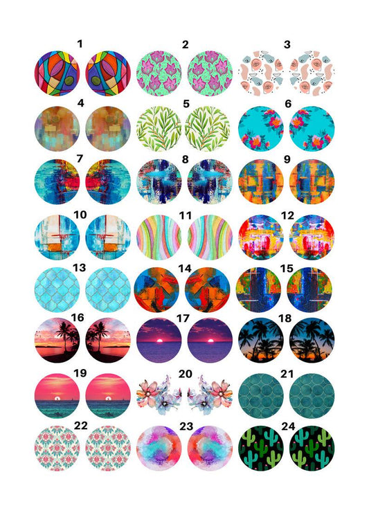 Abstract and Nature Circle Enamel Decals, Round Waterslide and Glass Fusible Decals, Decals for Enameling & Ceramic 1018