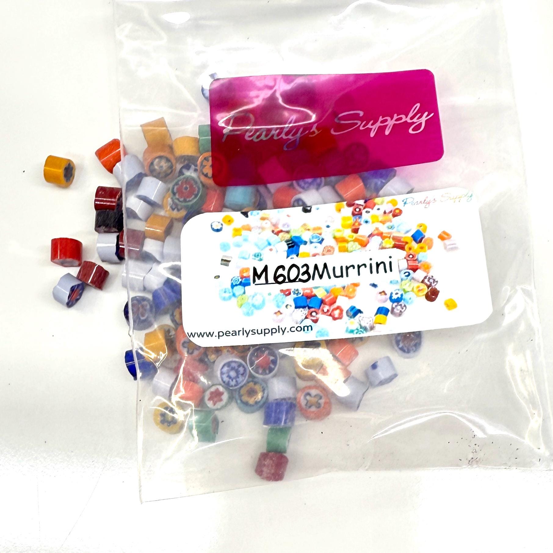 Glass Murrini – 1oz (28g) Mixed Slices | COE 104 | Lampwork, Enameling, Fusing, Jewelry Supplies - M603 - between 90-140 pcs 4-6mm