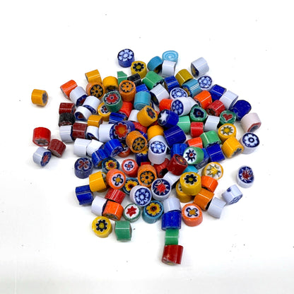 Glass Murrini – 1oz (28g) Mixed Slices | COE 104 | Lampwork, Enameling, Fusing, Jewelry Supplies - M603 - between 90-140 pcs 4-6mm