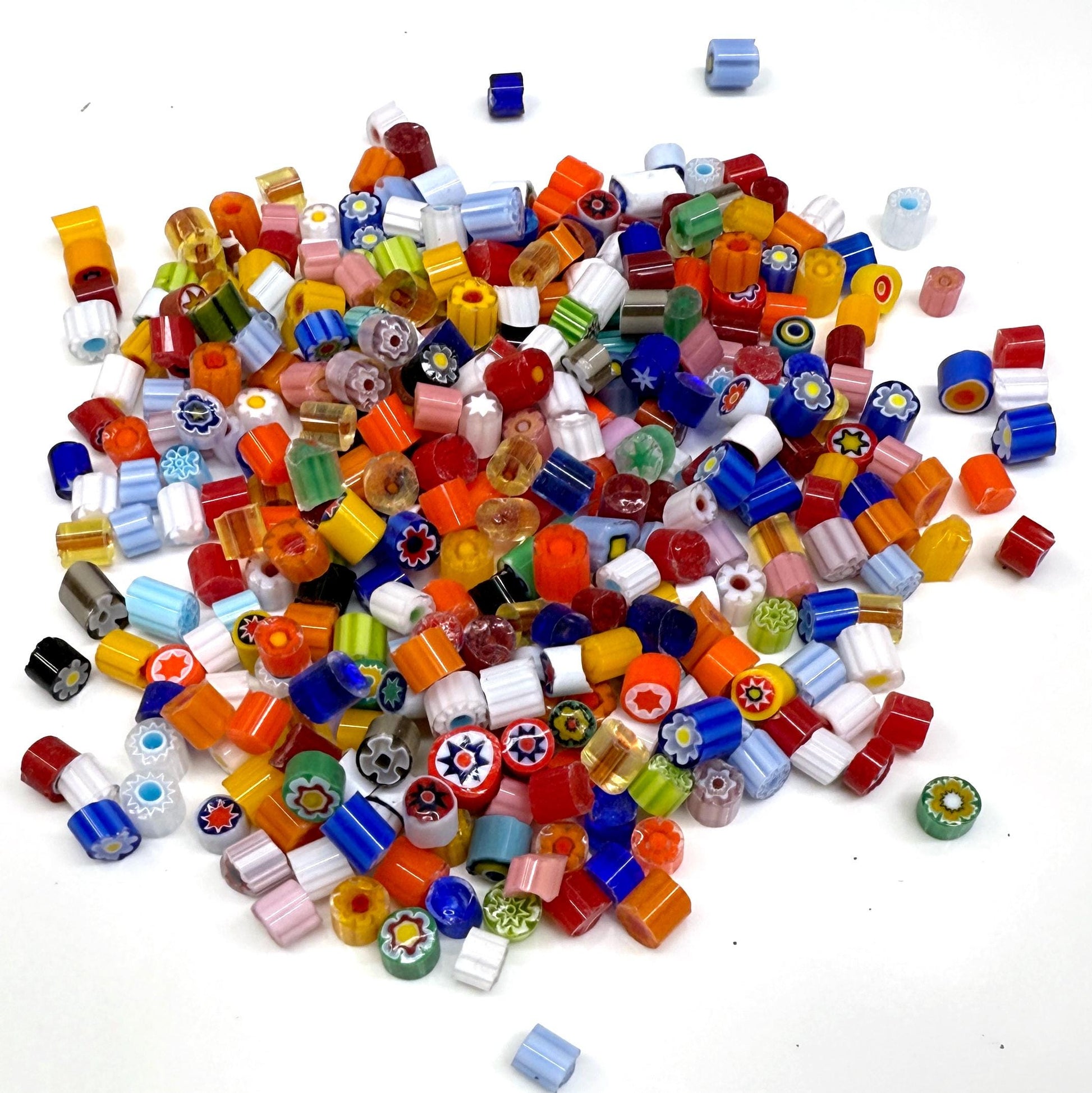 Glass Murrini – 1oz (28g) Mixed Slices | COE 104 | Lampwork, Enameling, Fusing, Jewelry Supplies - M601 - between 90-140 pcs 3-4mm