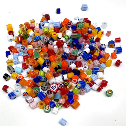 Glass Murrini – 1oz (28g) Mixed Slices | COE 104 | Lampwork, Enameling, Fusing, Jewelry Supplies - M601 - between 90-140 pcs 3-4mm
