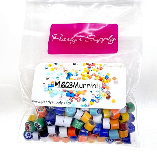 Glass Murrini – 1oz (28g) Mixed Slices | COE 104 | Lampwork, Enameling, Fusing, Jewelry Supplies - M603 - between 90-140 pcs 4-6mm