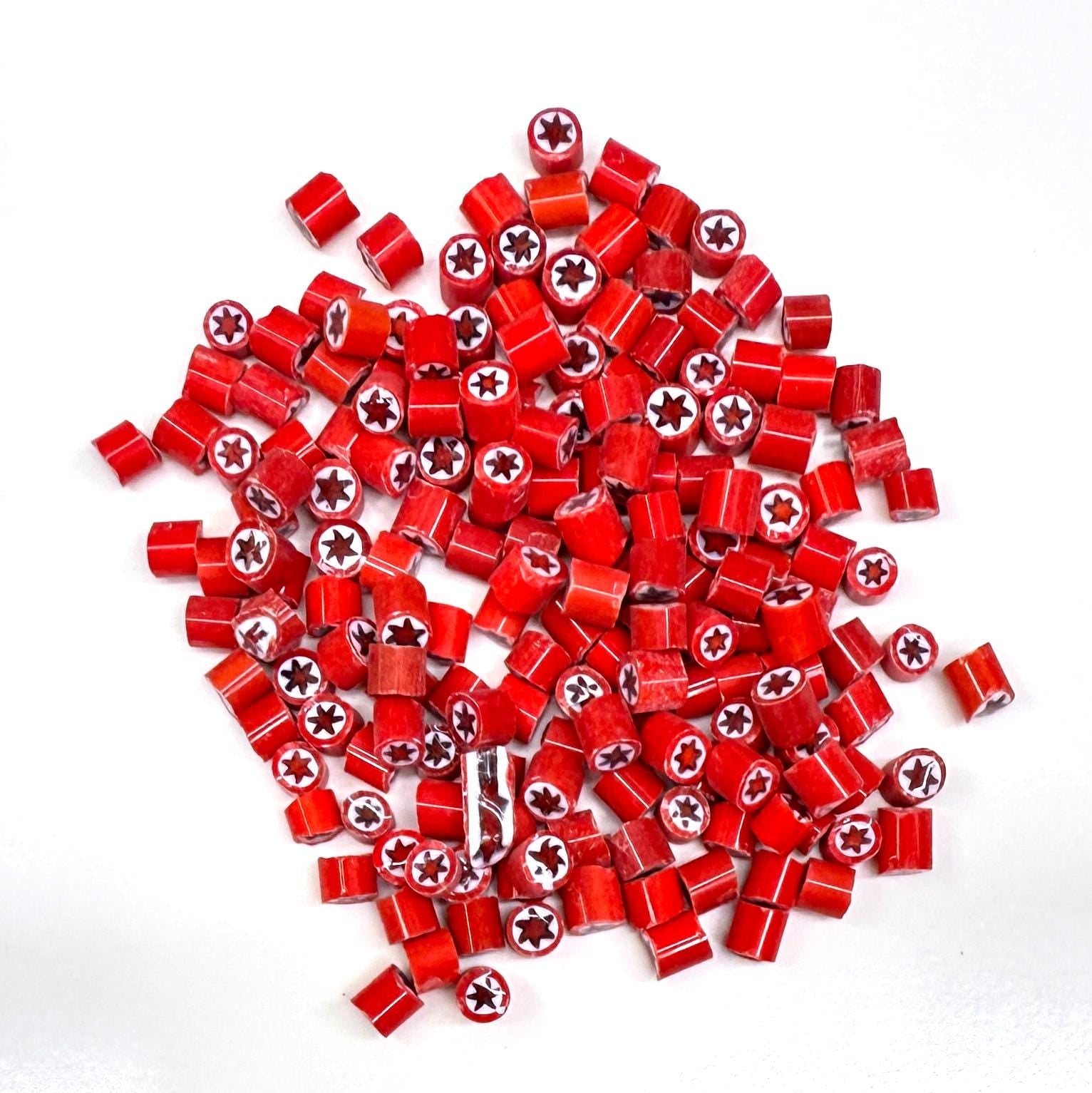 Glass Murrini – 1oz (28g) Mixed Slices | COE 104 | Lampwork, Enameling, Fusing, Jewelry Supplies - M605 - between 90-140 pcs 4-5mm