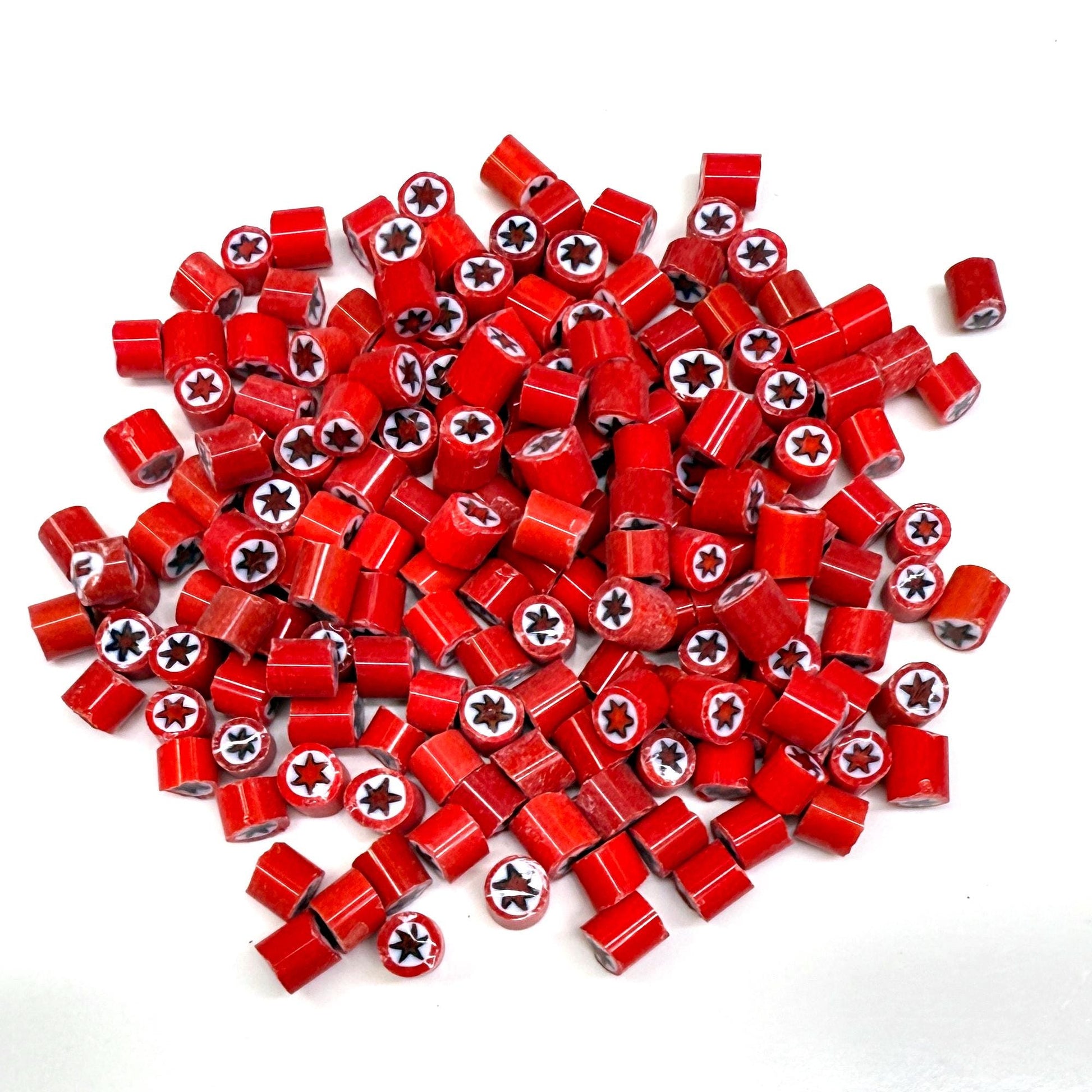 Glass Murrini – 1oz (28g) Mixed Slices | COE 104 | Lampwork, Enameling, Fusing, Jewelry Supplies - M605 - between 90-140 pcs 4-5mm