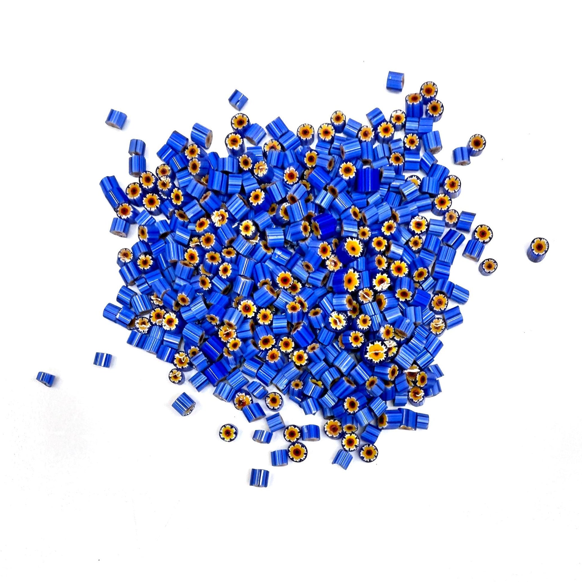 Glass Murrini – 1oz (28g) Mixed Slices | COE 104 | Lampwork, Enameling, Fusing, Jewelry Supplies - M607 - between 90-140 pcs 3-4mm