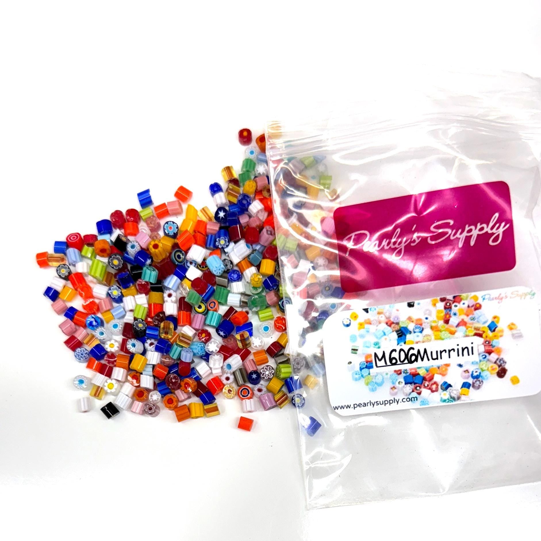 Glass Murrini – 1oz (28g) Mixed Slices | COE 104 | Lampwork, Enameling, Fusing, Jewelry Supplies - M606 - between 90-140 pcs 3-4mm